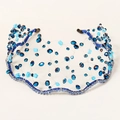 Handmade beaded ethnic crown headband with blue crystals and vintage mesh mesh design - Blue