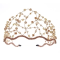 Cerchietto a corona fatto a mano con perline e cristalli oro champagne e design a rete retrò - Champagne TS-J2927CHAMPAGNE