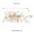 Pettine per capelli sposa fatto a mano con foglie dorate perle e strass 15 cm - Oro (HS-J4497G)