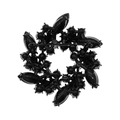 Elegante spilla a ghirlanda di cristallo nero con chiusura a spillo in lega - Nero (BRS-J403BLK)