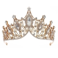 Lussuosa corona da sposa barocca dorata con strass scintillanti per matrimoni - Oro (TS-J2938G)
