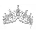 Elegante tiara barocca da sposa in lega d'argento con strass scintillanti per matrimoni - Argento (TS-J2938S)