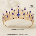 Dettaglio corona da sposa di lusso che mostra dimensioni 7cm di altezza e 13cm diametro - Base Oro Pietra Blu Scuro
