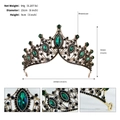 Antique bronze baroque crown with green rhinestones, 15cm diameter and 9cm height - Antique Gold With Green Rhinestone (TS-J2938AGGREEN)
