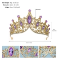 Baroque golden tiara featuring purple marquise rhinestones and white crystals for weddings - Gold With Purple Rhinestone (TS-J2938GP)