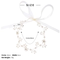 Diadema de novia hecha a mano con perlas blancas y cintas de organza, 30 cm largo - Blanco