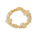 Bracciale hip-hop in oro con catena a sfere a quadrifoglio e zirconi da uomo - Oro / 18cm