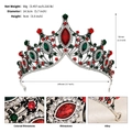 Baroque retro alloy crown with red and green rhinestones weighing 98g for wedding - Antique Silver With Colorful Rhinestone (TS-J2938ASCAI)