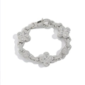 Lussuoso bracciale da uomo a maglie con quadrifoglio e pietre di zircone in stile hip hop - Argento / 18cm