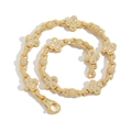 Hip hop style gold four-leaf clover chain necklace with shimmering cubic zirconia accents - 7inch Bracelet (Approx 18cm Length) / Gold