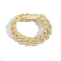 Iced out 18mm Cuban link bracelet in 18k gold plating with baguete zircon stones - 7inch Bracelet (18cm) / Gold