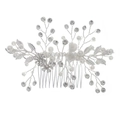 Pettine per capelli da sposa argento con perle bianche, strass e dettagli floreali - Pettine per Capelli Argentato (HS-J5048S) / Argento