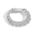Silver 18mm Cuban link bracelet with square zircons and 18k gold plating for men - 7inch Bracelet (18cm) / Silver