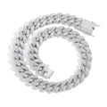 Collana cubana placcata argento con diamanti zirconi da 18mm in stile hip-hop alla moda - Bracciale da 7 pollici (Lunghezza circa 18cm) / Argento
