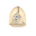 Hip hop gold single tooth grillz with sparkling centered diamond for Halloween costume - Gold