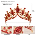 Baroque gold alloy bridal crown with red rhinestones, size 14.5x9cm and 98g weight - Gold With Red Rhinestone (TS-J2938GRED)