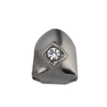 Hip hop single tooth grillz in gun black finish with a sparkling center rhinestone detail - Gunmetal