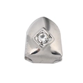 Hip hop silver single tooth grillz with sparkling diamond stone in center for a cool look - Silver