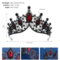 Luxury Baroque vintage bridal tiara with black alloy and large red rhinestones - Black With Red Rhinestone (TS-J2938GMRED)