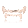 Hip hop rose gold vampire fangs grillz set with polished mirror finish for teeth decoration - Style 9 / Set / Rose Gold