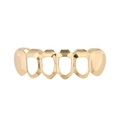 Grillz 6 dents plaqués or 18 carats pour hommes avec une finition brillante hip-hop - Bas / Or