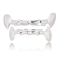 Polished silver hip hop grillz set featuring sharp fangs with a mirror finish - Style 9 / Set / Silver