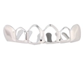 Grillz dentaire en métal argenté poli avec finition brillante et design ajouré - Haut / Argent