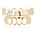 Set grillz dentali traforati placcati oro 18K con finitura lucida per stile hip hop - Set / Oro