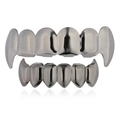 Hiphop vampire grillz set in gunmetal finish for cosplay and festive accessories - Style 6 / Set / Gun Black