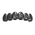 Hip-hop grillz για τα πάνω δόντια σε χρώμα gunmetal με ανάγλυφη μεταλλική υφή - Μαύρο Πάνω Δόντι
