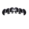 Hip-hop grillz set met zes tanden in glanzend zwart met stevige bevestigingsclips - Gun Black Boventand