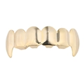 Hip hop gold plated grillz with vampire fangs design for festive costume party - Upper / Gold