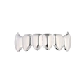 Polished silver six-tooth hip hop grillz with vampire fangs for dental decoration - Lower / Silver