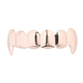 Rose gold vampire fangs grillz for upper teeth with shiny polished metal finish - Upper / Rose Gold