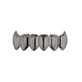 Hip hop style six-tooth gunmetal grillz with sharp saw-tooth design and mirror finish - Lower / Gunmetal