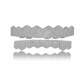 Hip hop silver color grillz set with micro paved cubic zirconia and mirror reflection - Top And Bottom Combination / Silver