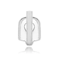 Close-up of polished silver single tooth grillz with geometric hip-hop style design - Silver