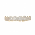 Hip hop vergulde grillz met micro-pave zirkonen en kroonvormig ontwerp - Boven / Goud