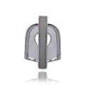 Creative silver single tooth grillz with vertical bar design on white background - Gunmetal