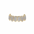 Hip hop bottom grillz with gold plating and paved zircon crystals in vampire fangs style - Gold Bottom