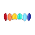 Détail d'un ensemble de grillz arc-en-ciel à six dents avec une finition métallique polie - Grillz du Haut Uniquement / Arc-en-ciel (Argent)
