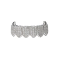 Silver hip hop grillz with micro-pave cubic zirconia stones for vampire teeth decoration - Silver Lower Tooth