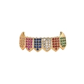 Hip hop gold grillz with multi-color rainbow cubic zirconia stones for teeth decoration - Multicolor Bottom Grillz