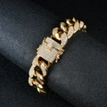 Luxuriöses 18mm Gold-Cuban-Gliederkettenarmband für Herren mit Zirkonia im Hip-Hop-Stil - 18mm Breit / Gold