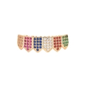 Hip hop six-tooth grillz in gold plating with multi-colored rainbow micro-set cubic zirconia - Bottoms / Gold Multicolor Zirconia