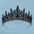 Tiara da sposa gotica con base in oro vintage e strass di cristallo nero scintillante - Base Oro Antico Pietra Nera