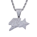 Collar de hip hop con colgante del número 47 y estrella en una cadena de cuerda plateada - Plata (Con Cadena de Cuerda de Acero Inoxidable de 60cm)