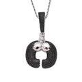 Hip hop gorilla hanger ketting met zwarte zirkonia op een zilveren ketting - Zilver (Roestvrijstalen Touwketting)