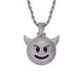 Collana con pendente emoji diavoletto ghiacciato con zirconi micro-pavé e catena a corda argento - Catena a Corda Argento / Argento