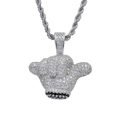 Collier hip hop avec pendentif gant et zircons cubiques sur une chaîne de style corde argent - Chaîne Torsadée Argent Acier Inoxydable / Argenté